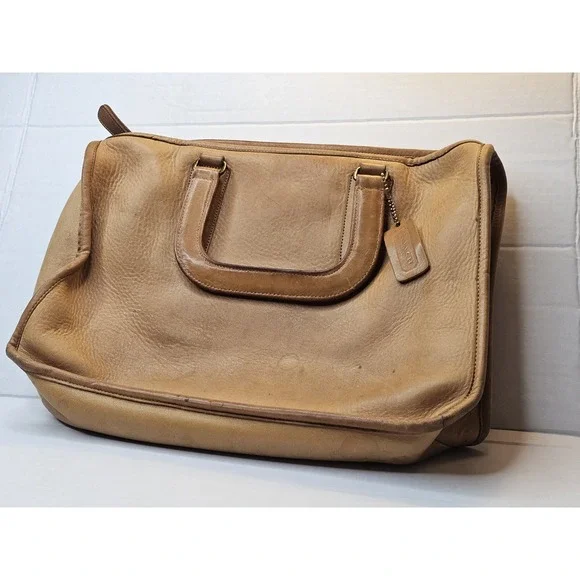 Vintage COACH 814-2994 Briefcase Portfolio NYC Made USA Glove Tanned Leather Tan